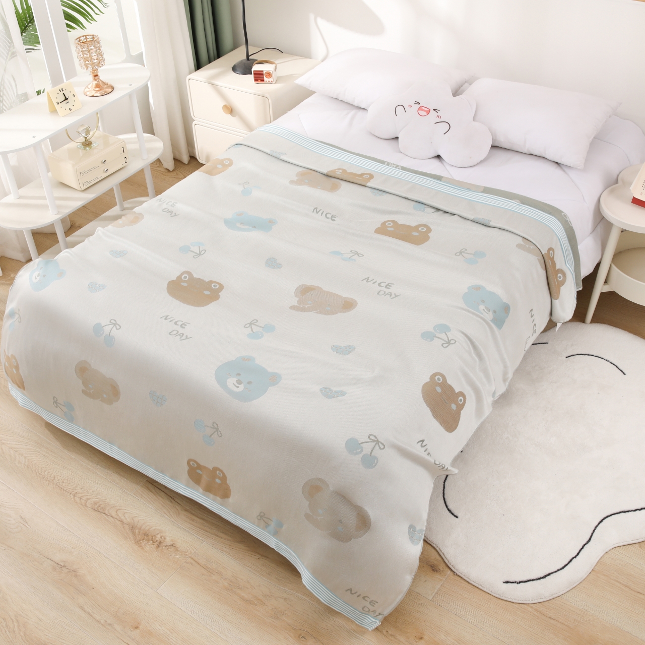 【樱桃小熊】120*150竹纤维奥地利天丝冷感毯夏凉被盖毯