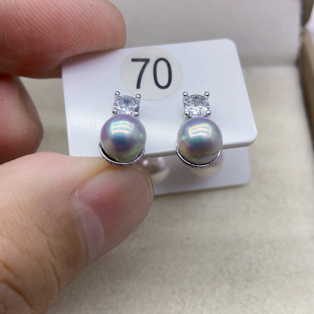 海水珍珠耳饰银S925镶嵌