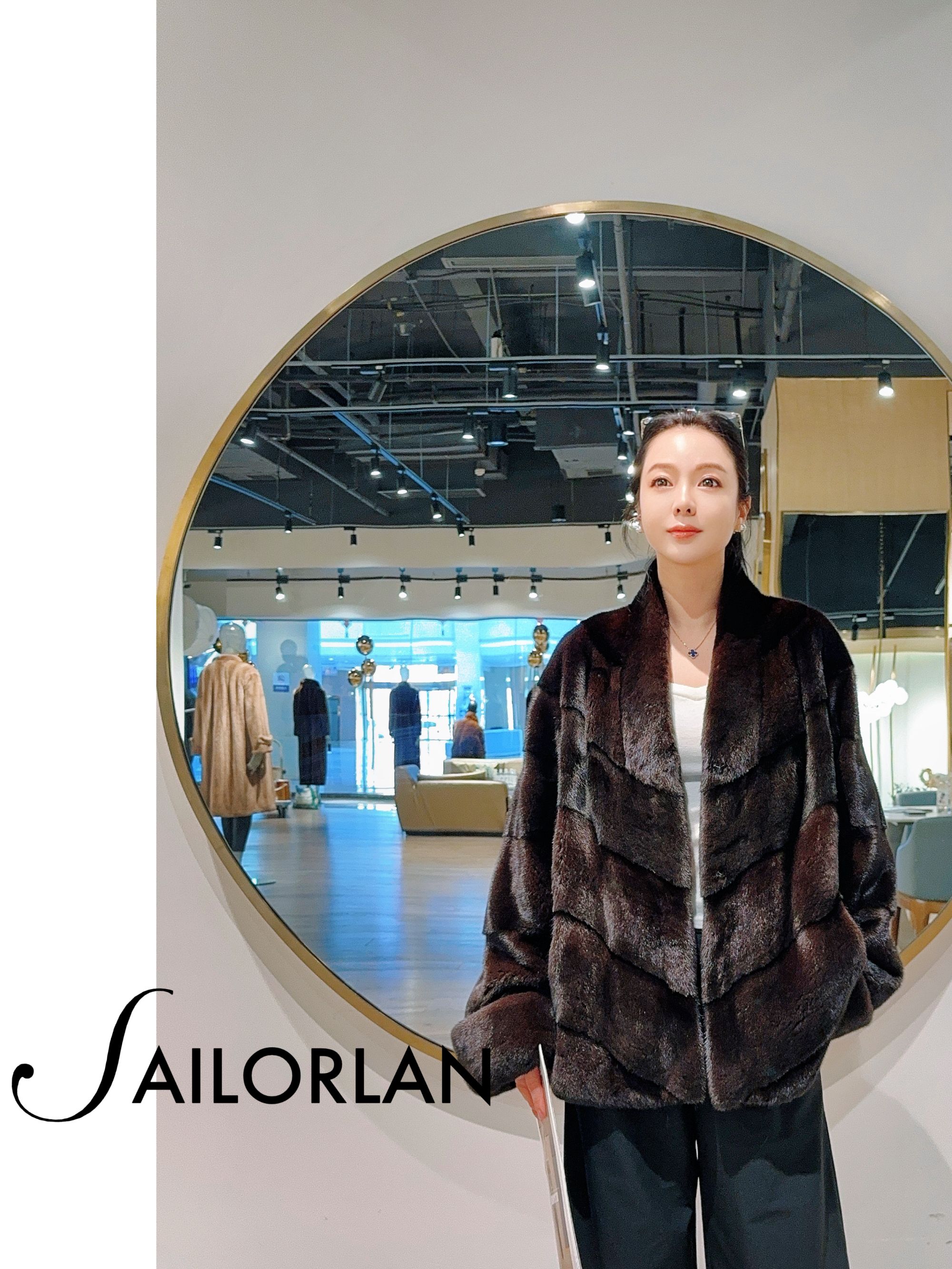 SAILORLAN「遗忘心跳」减龄时尚气质貂皮水貂皮草外套水貂皮草女