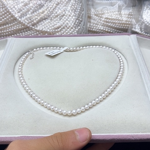 淡水珍珠珍珠项链银S925镶嵌5