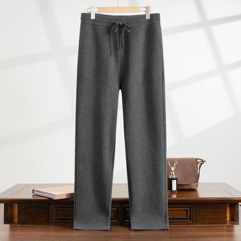 羊绒裤男士中腰直筒裤运动裤长裤100%纯山羊绒加厚外穿MY -30