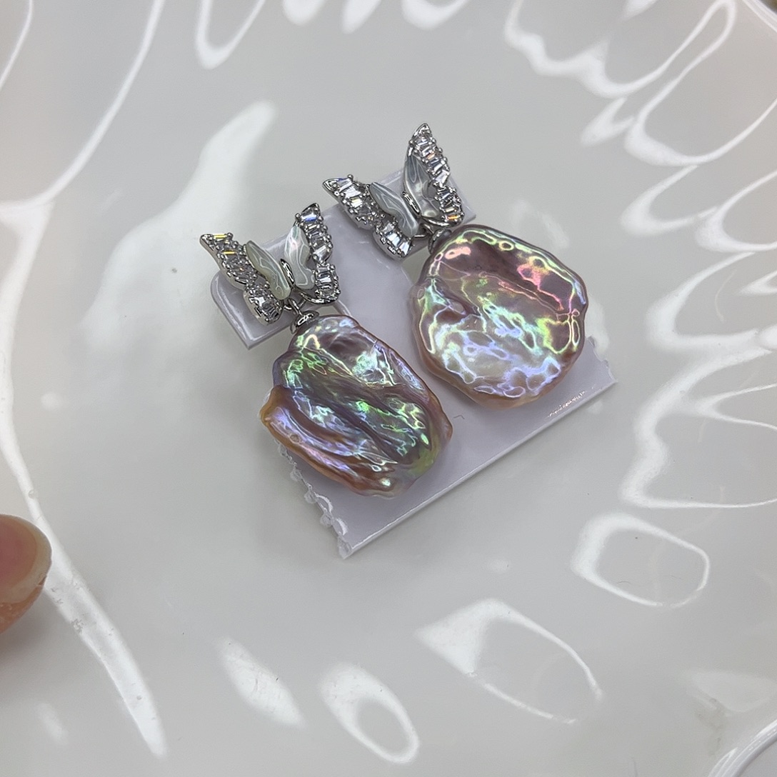 合金淡水珍珠耳饰