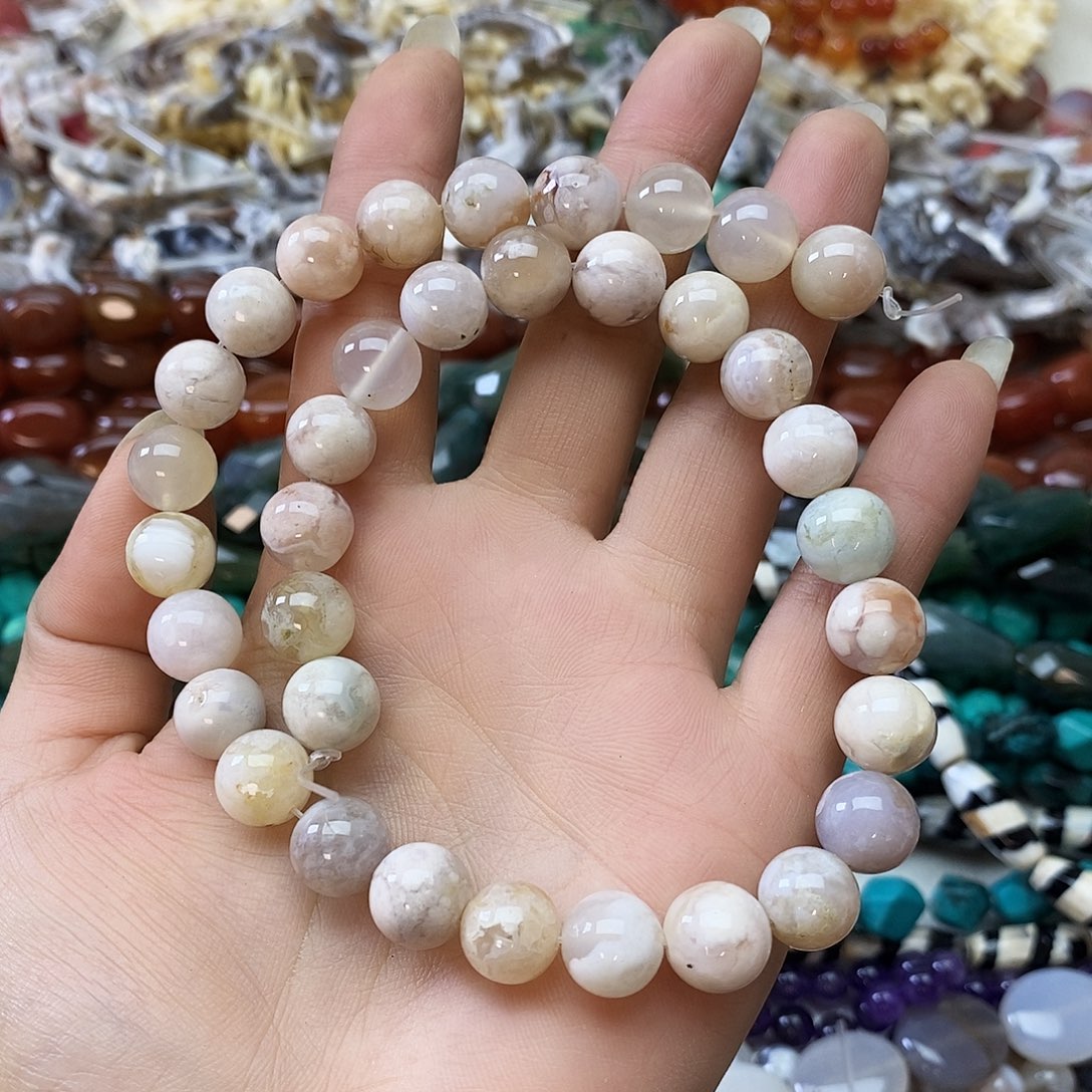 玛瑙/玉髓未镶嵌珠宝半成品卡十樱花玛瑙一条