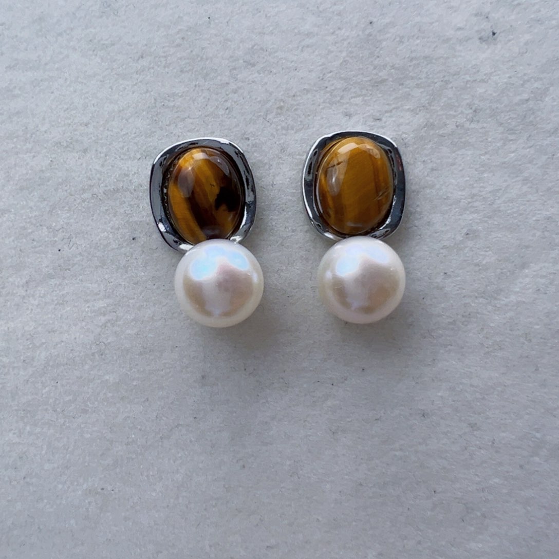 合金淡水珍珠耳饰