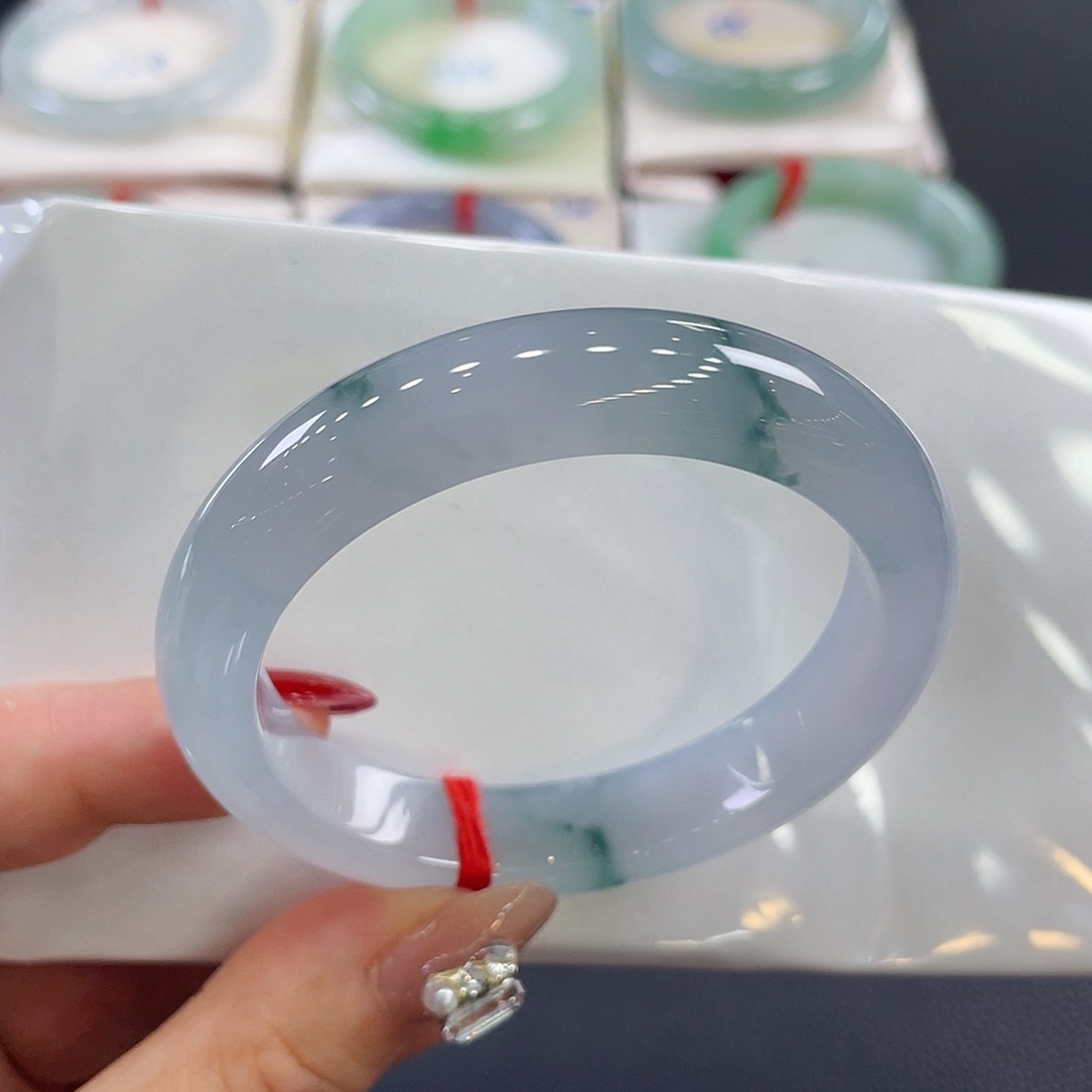 未镶嵌手镯翡翠温柔冰飘花 53.5 4号