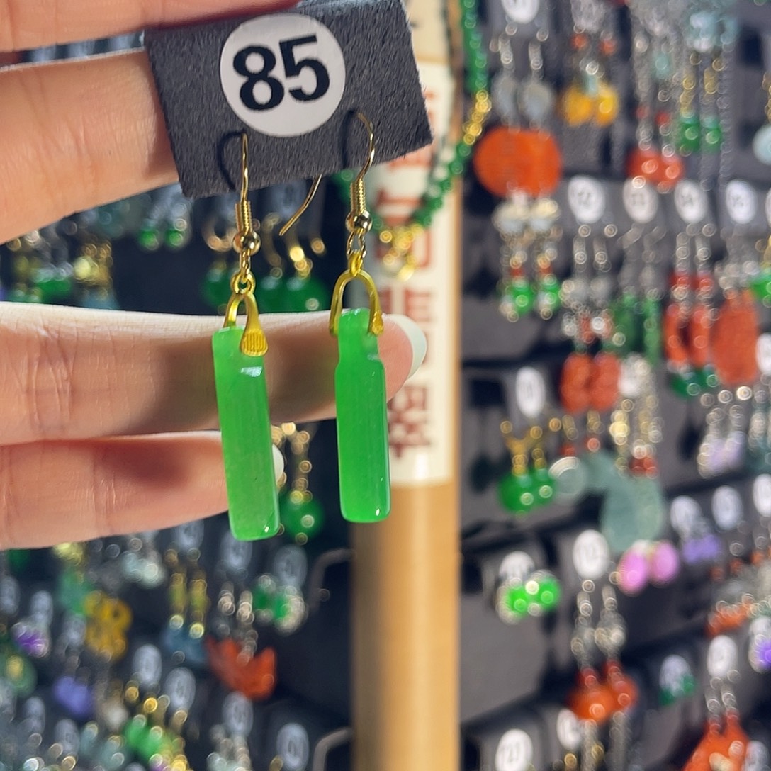 翡翠银S925镶嵌耳饰85