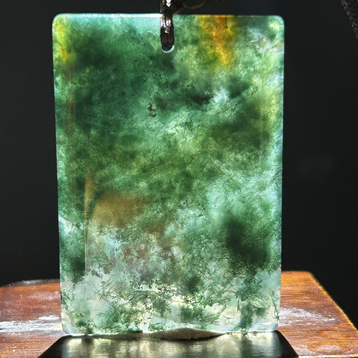 印度水草玛瑙方牌吊坠意境画面毛衣链060尺寸50/35/7mm