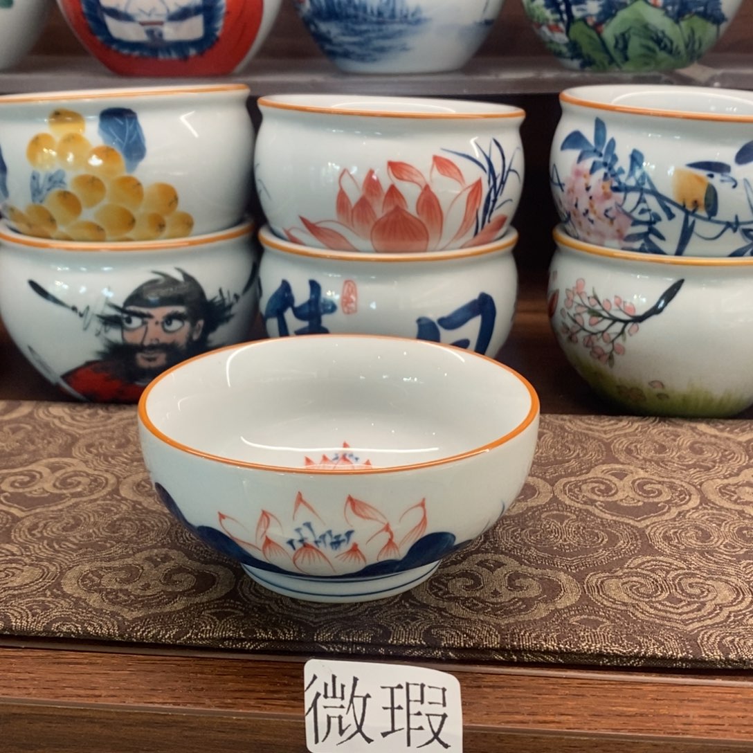 釉下手绘茶具微瑕手工绘制