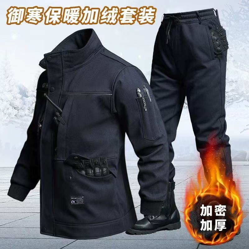 秋冬棉男女加厚加绒保暖休闲工作套装防风防烫耐磨立领户外夹克