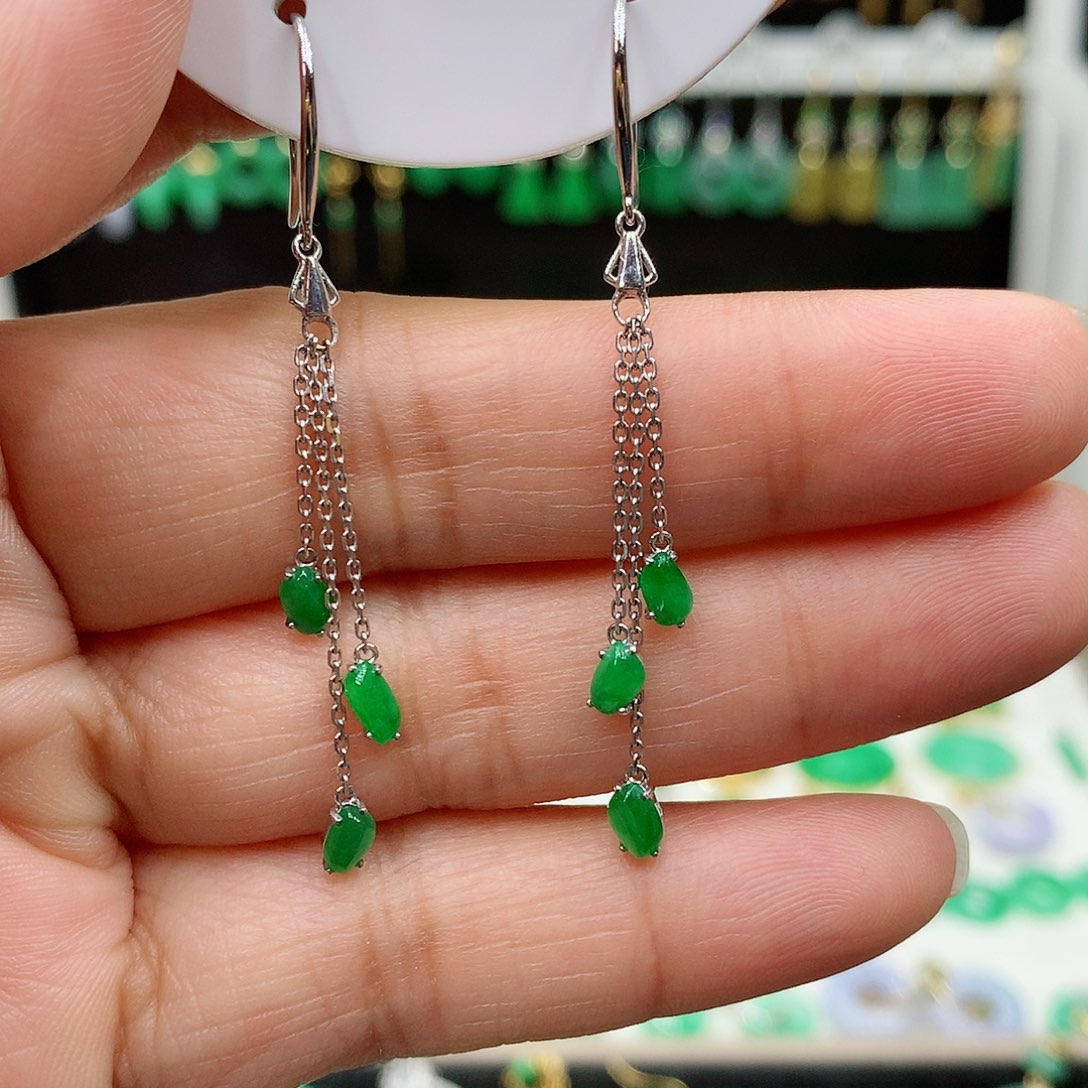 翡翠耳饰18K金镶嵌蓝*