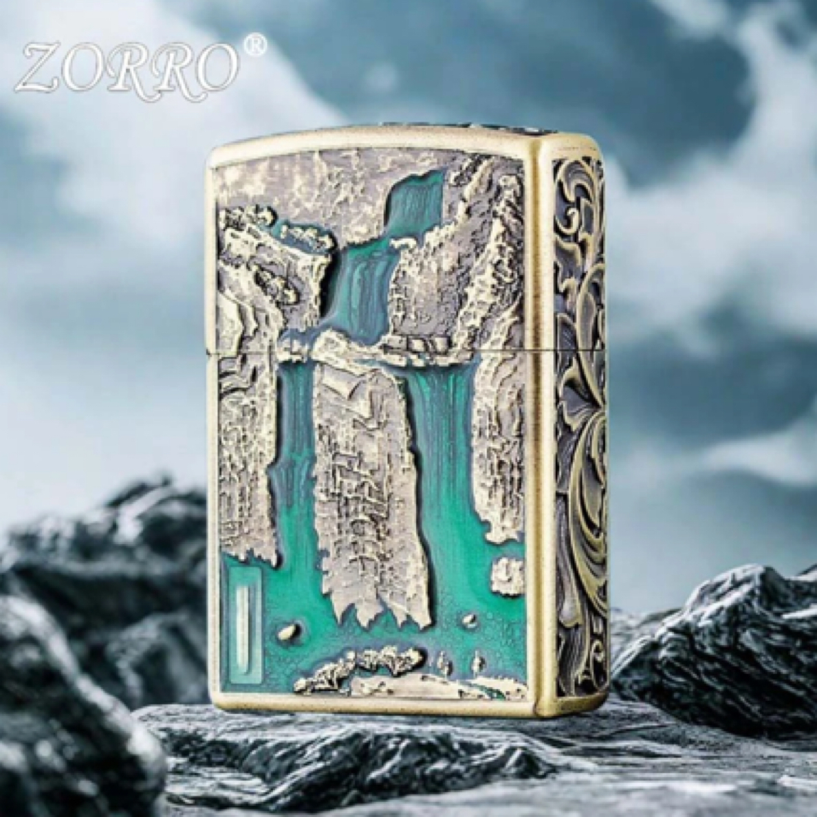 佐罗高山流水绿色打火机（需自行配油）ZK37-1