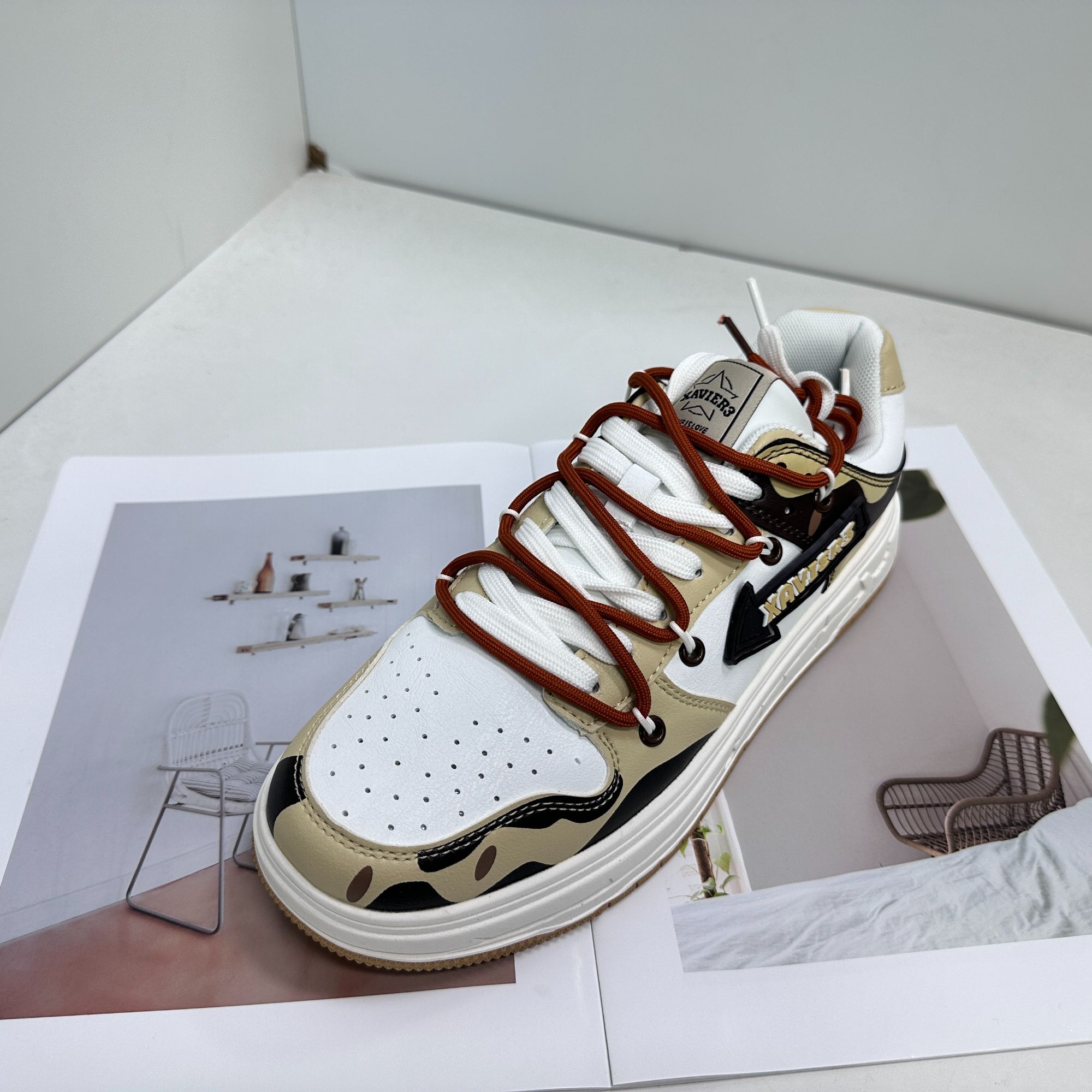 【X340-咖啡豆】男女同款解构双鞋带复古百搭休闲低帮板鞋[Y/C]