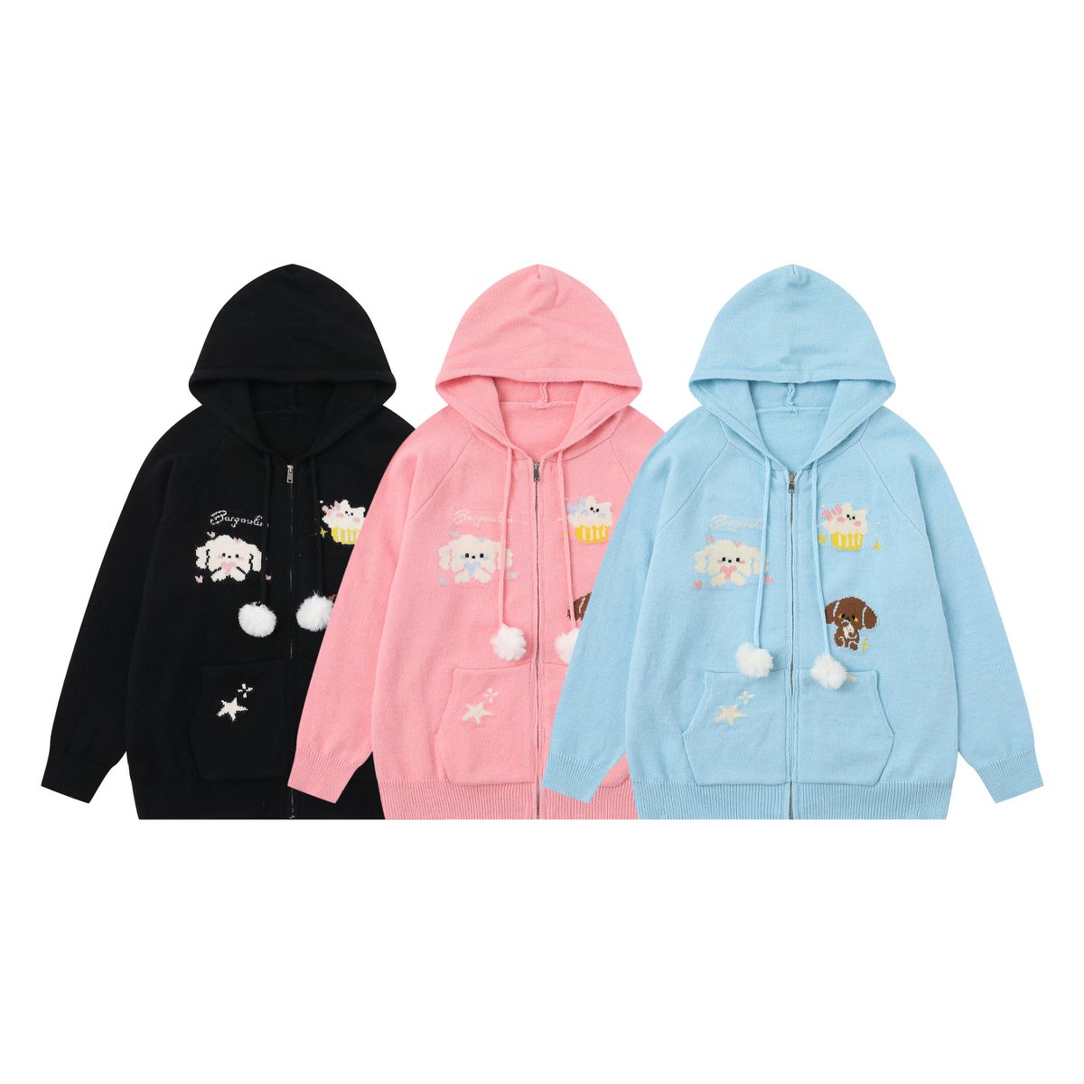 邦欧罗[甜妹密语]2025开衫外套女秋冬慵懒针织趣味小狗卡通上衣