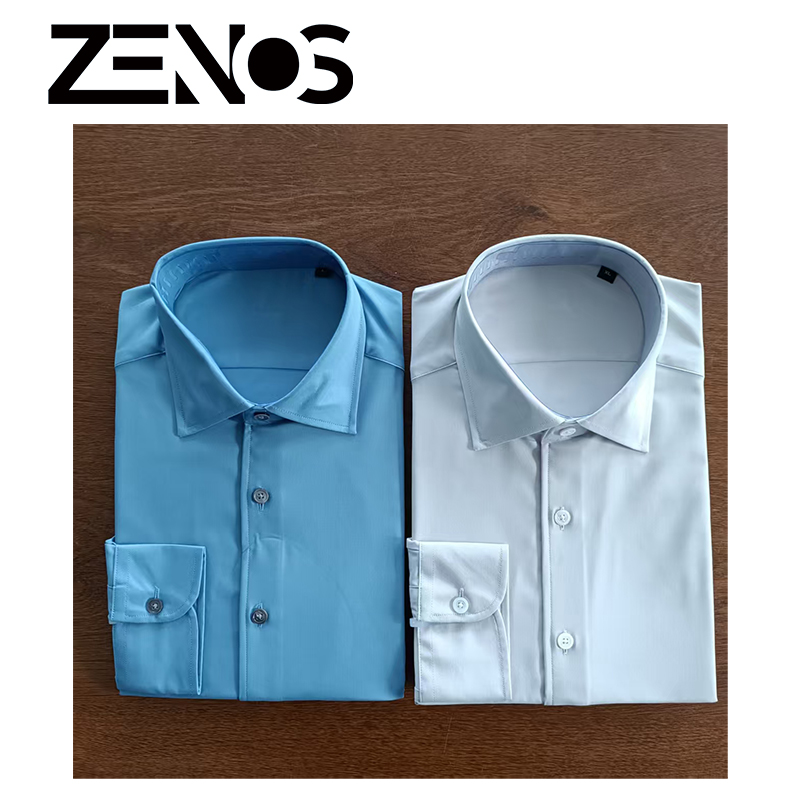 Z青年长袖棉桑蚕丝双色纯色休闲商务衬衫男款（卡码拍小）