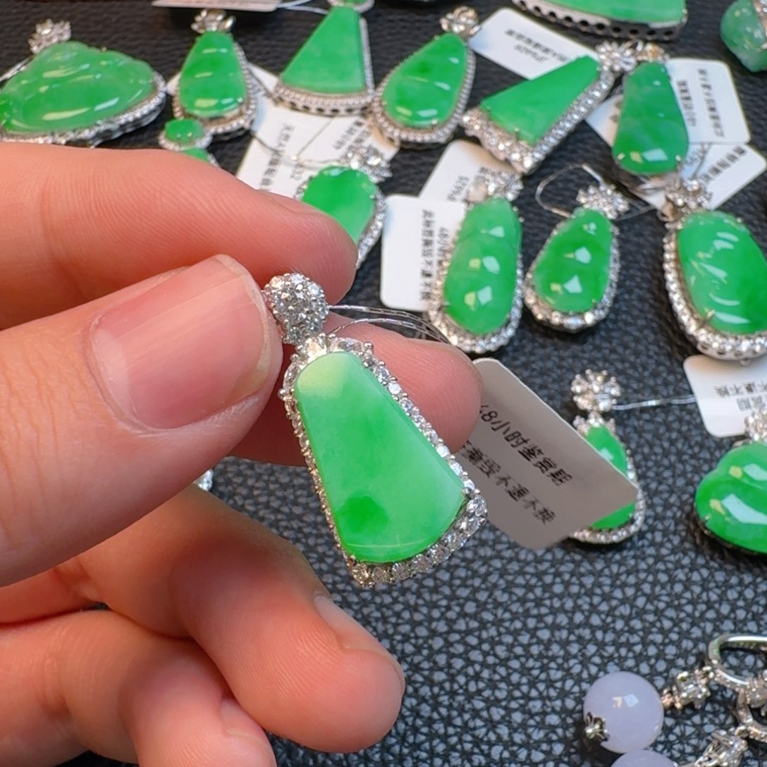 翡翠银S925镶嵌吊坠(不含链)