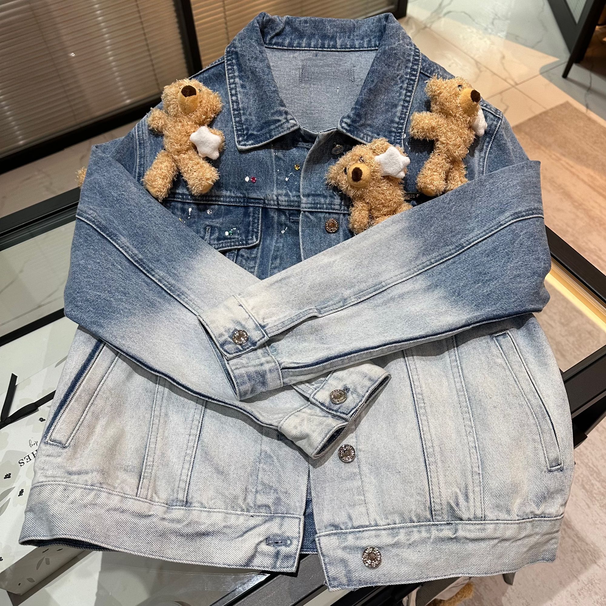 COCO AMAZING（105）发光小熊牛仔外套女-383