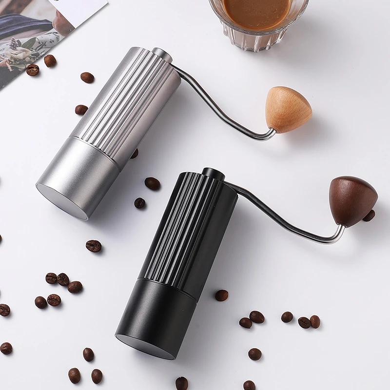 新款三面金钢银灰色手摇咖啡机金钢芯磨豆机咖啡豆磨粉器420钢芯