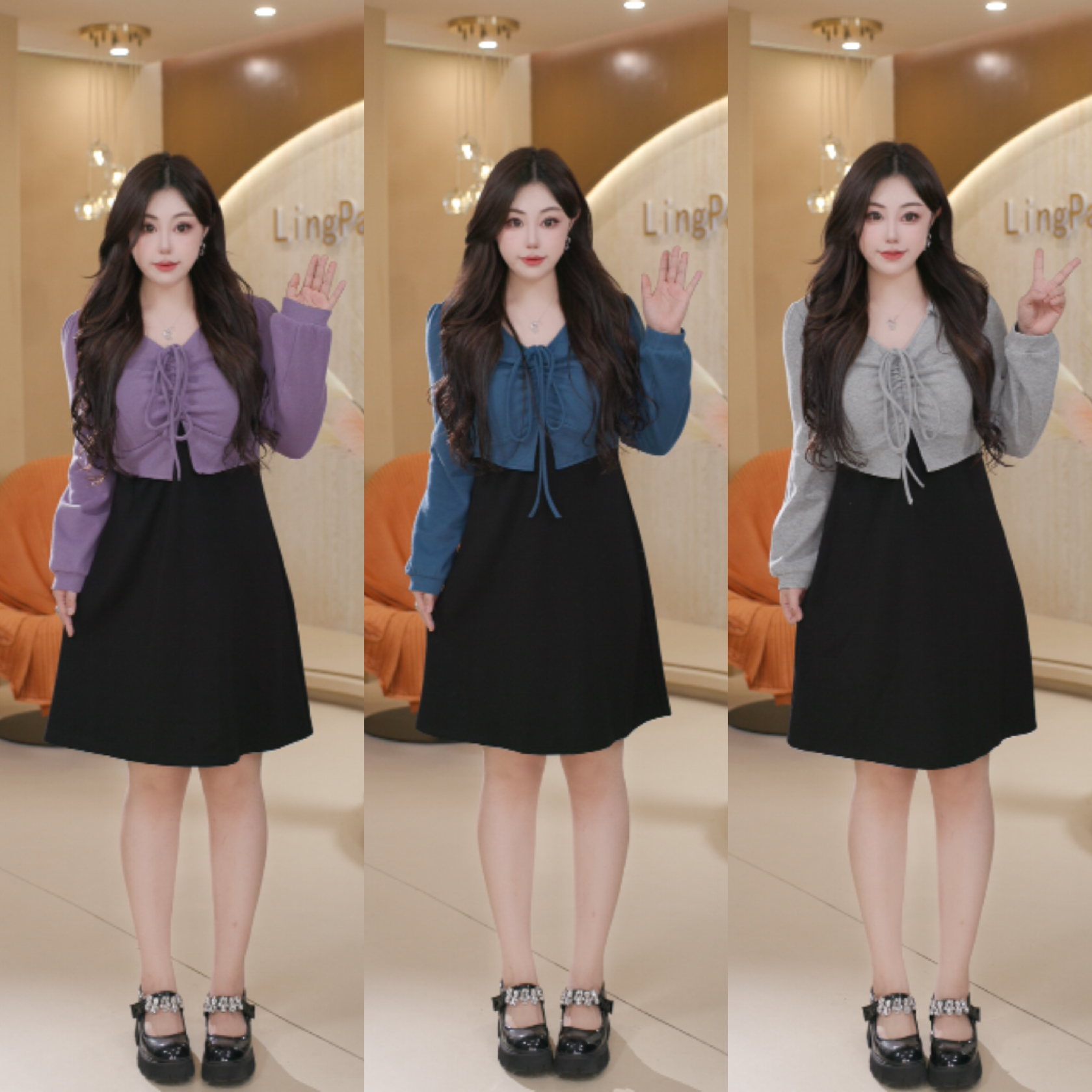 【玲胖胖 微醺朗姆】秋款宽松时尚百搭显瘦大码女装连衣裙LPP61950