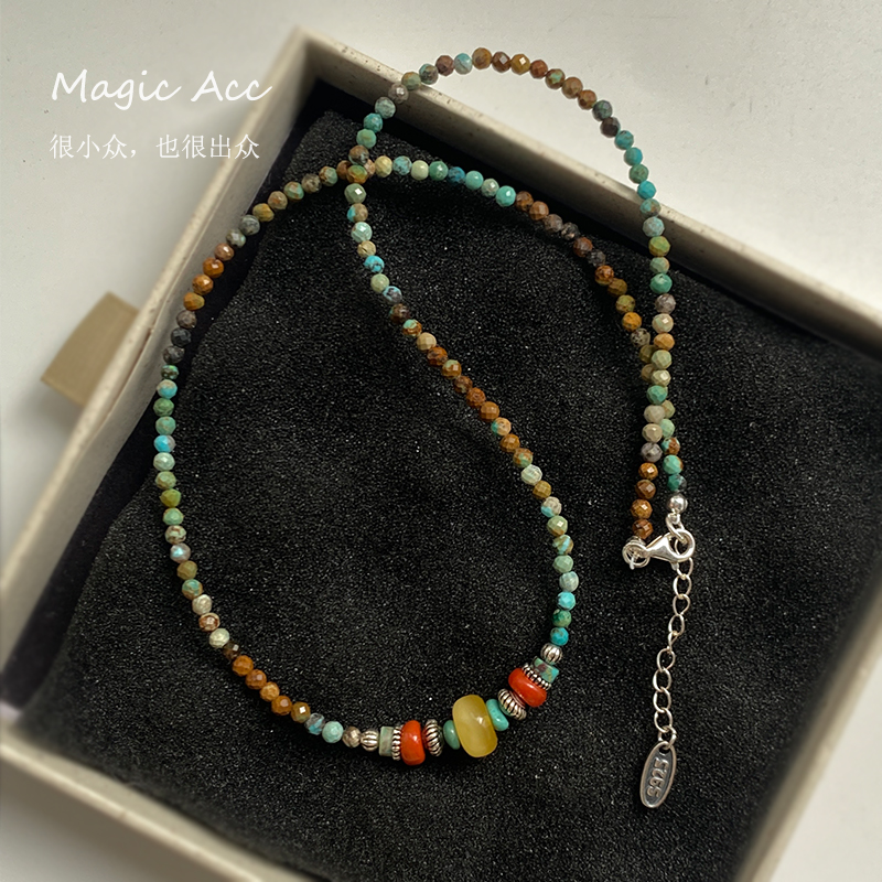【知意】原创设计彩色串珠文艺锁骨链波希米亚小众首饰