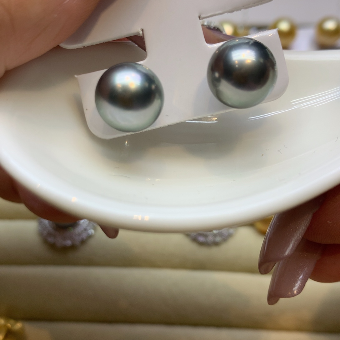 银S925镶嵌耳饰海水珍珠