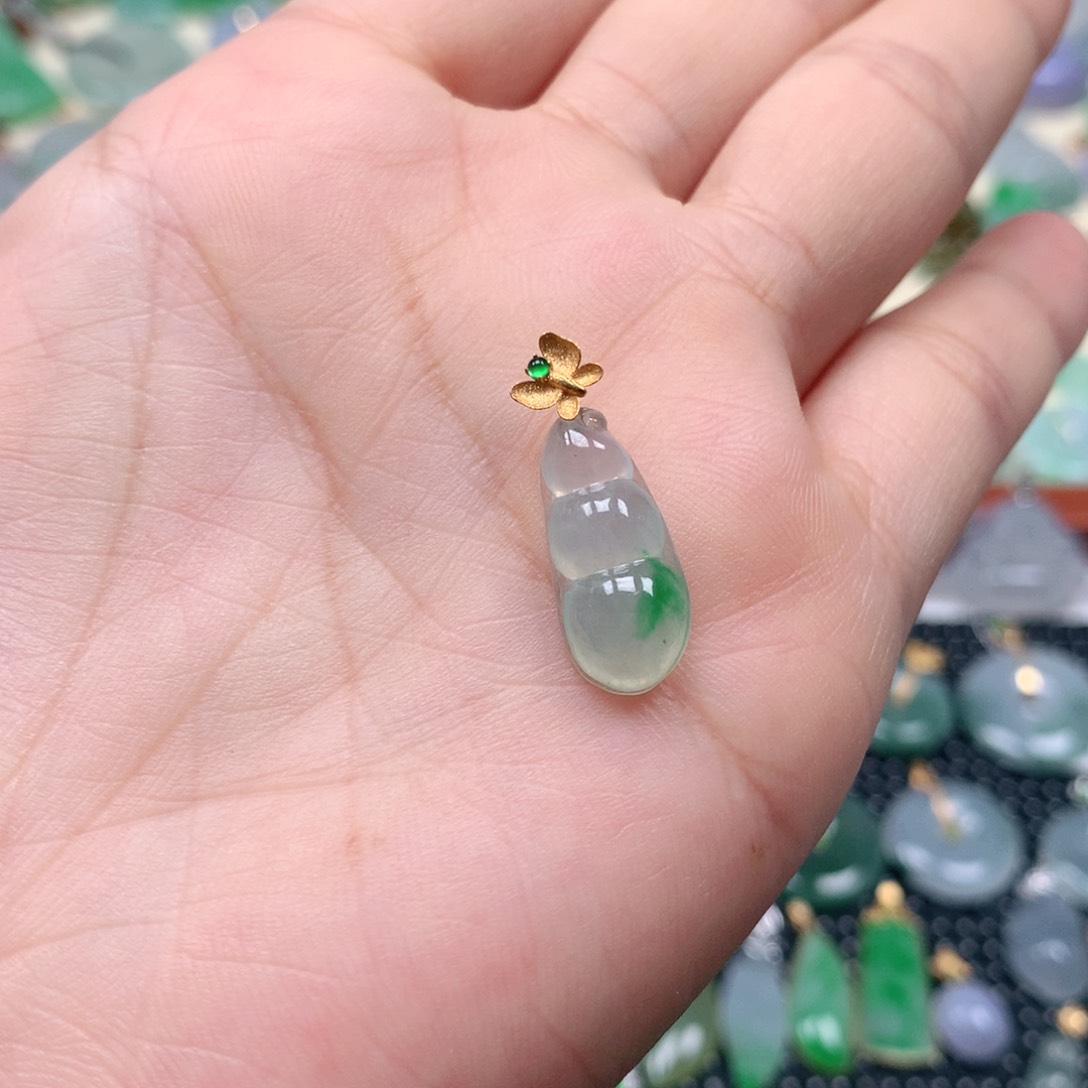 【闪购商品】翡翠18K金镶嵌吊坠(不含链)几*?