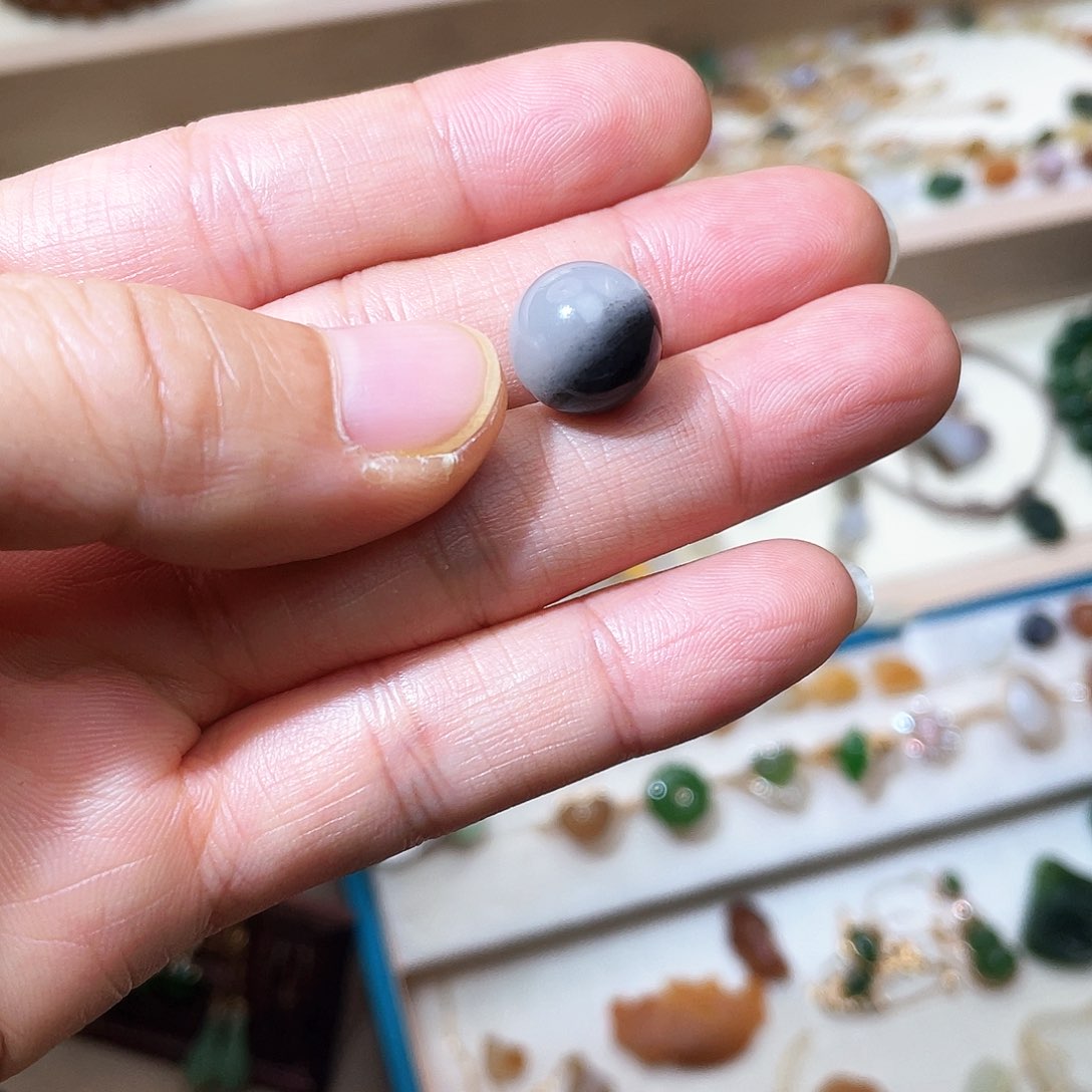 和田玉颈饰未镶嵌青花单珠卡12MM