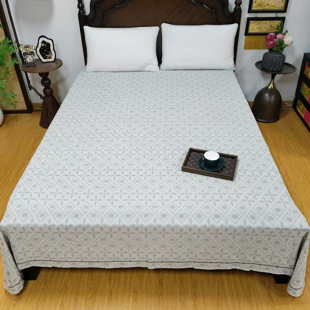 色织提花芽边双人床单245*250微瑕～H712