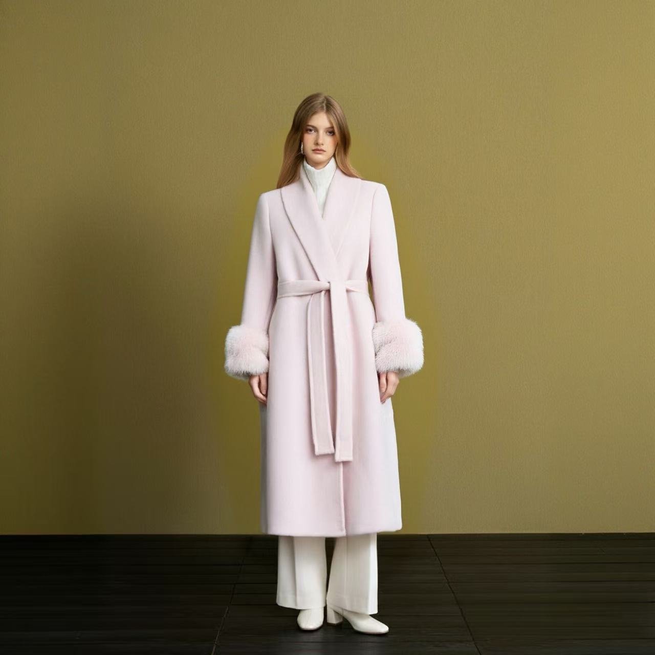 ADA高级感双面羊毛大衣秋冬新款狐狸毛外套S169