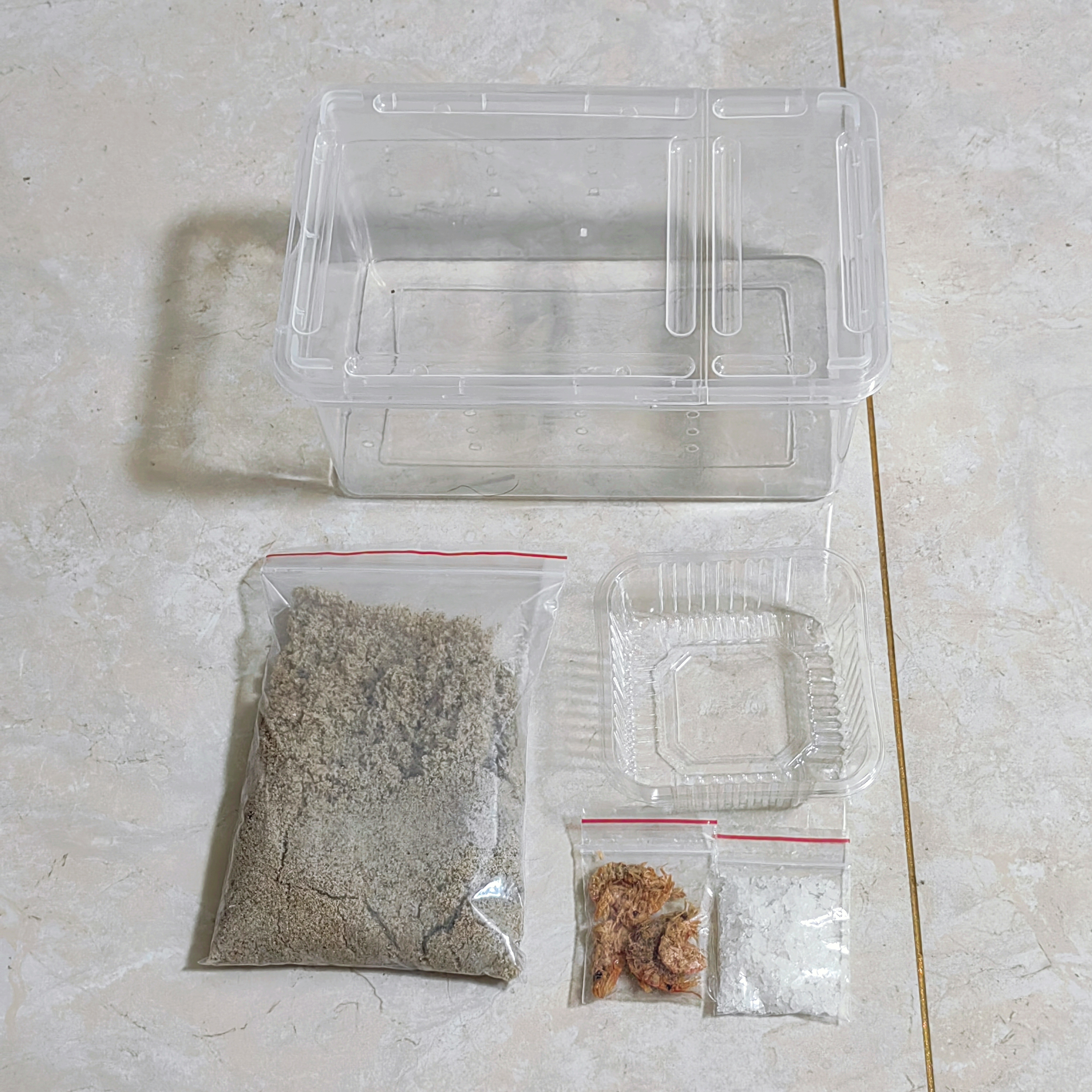 （饲养盒+海沙+海盐+饲料+水碗）or（小苏打）两套随机发