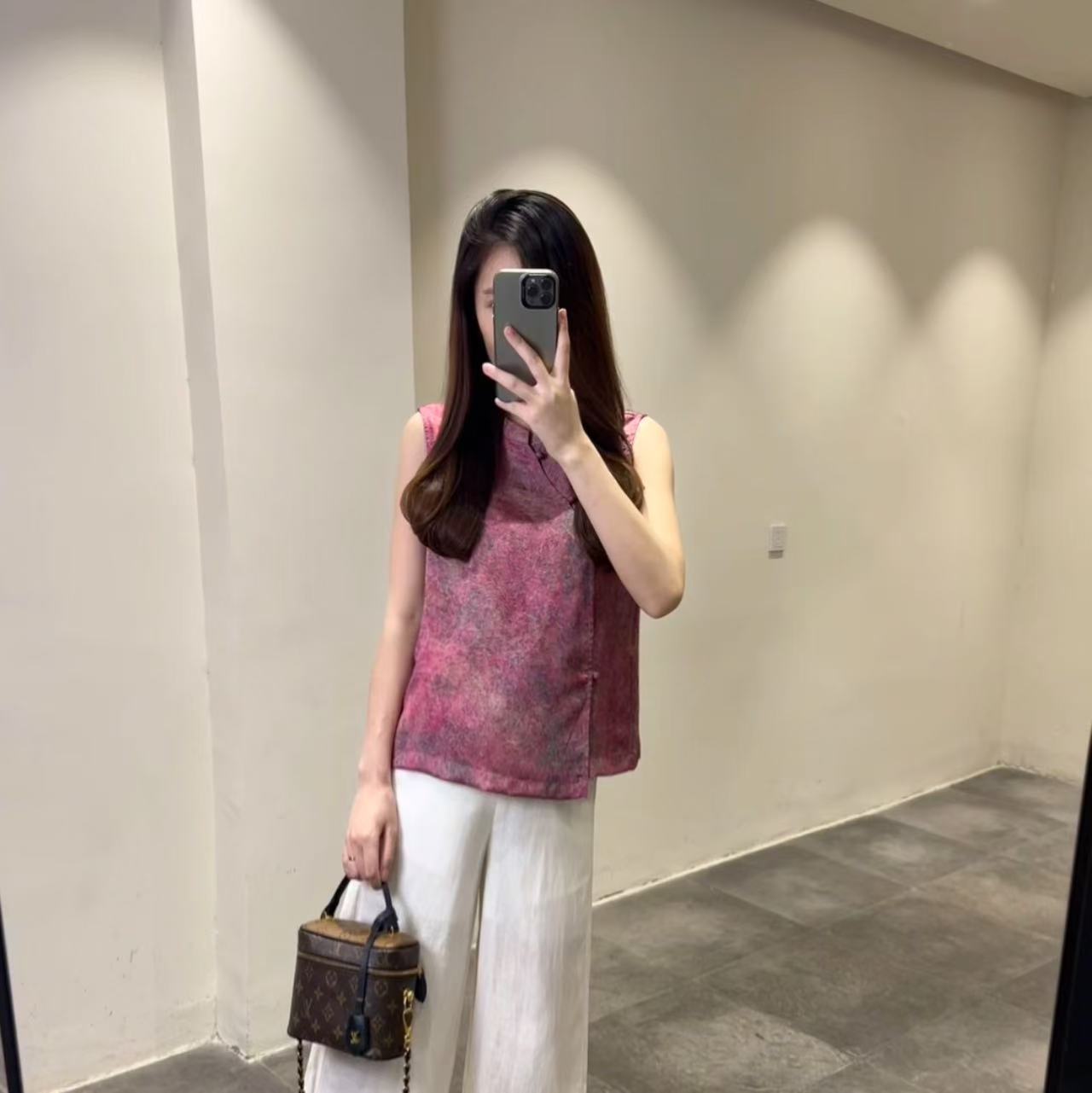 欧货 渲染纹路品质旗袍无袖上衣