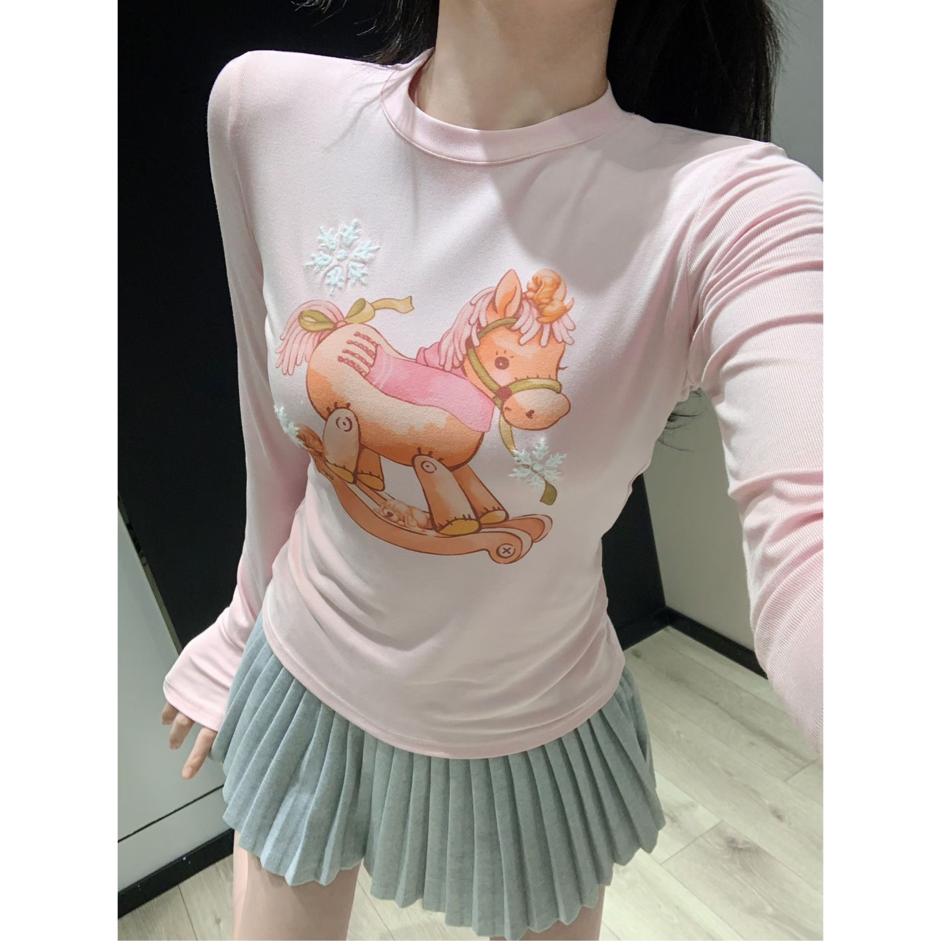 秋季新品修身打底上衣长袖T恤气质修身内搭打底衫衣