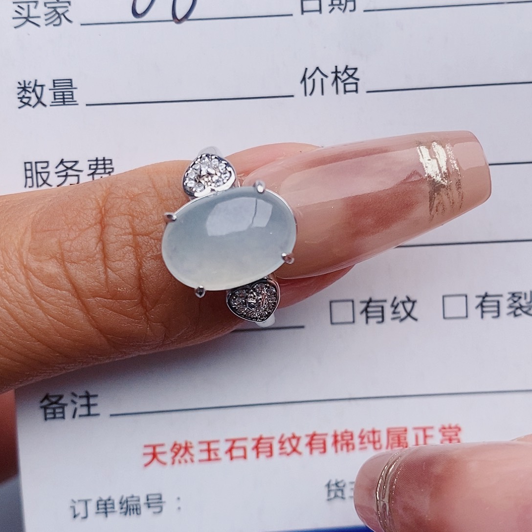翡翠戒指银S925镶嵌戒指