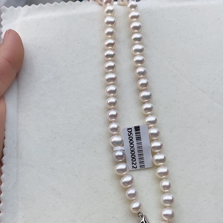 淡水珍珠颈饰银S925镶嵌卡8➕极光白炫彩