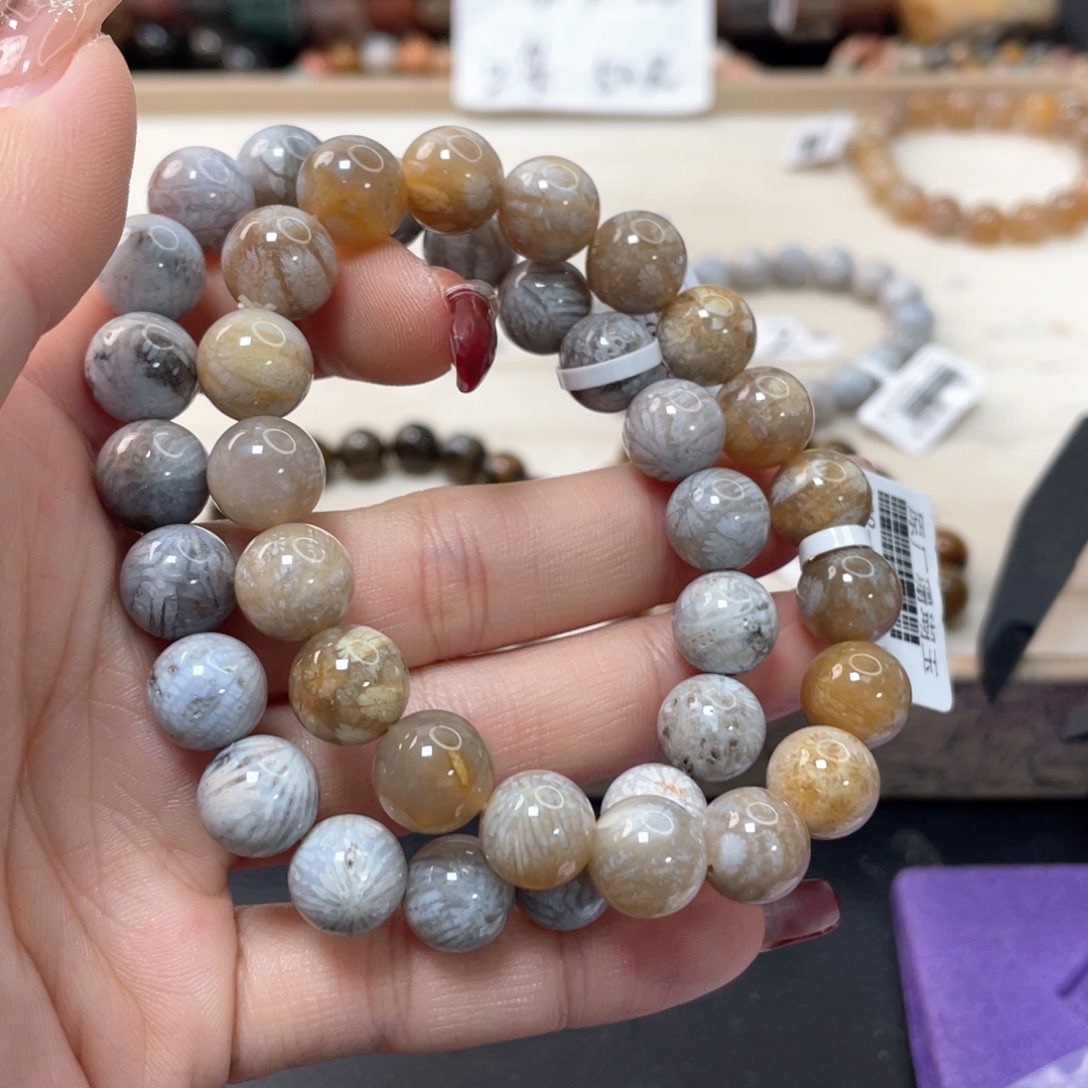 硅化珊瑚（珊瑚玉）手链未镶嵌剧*说103