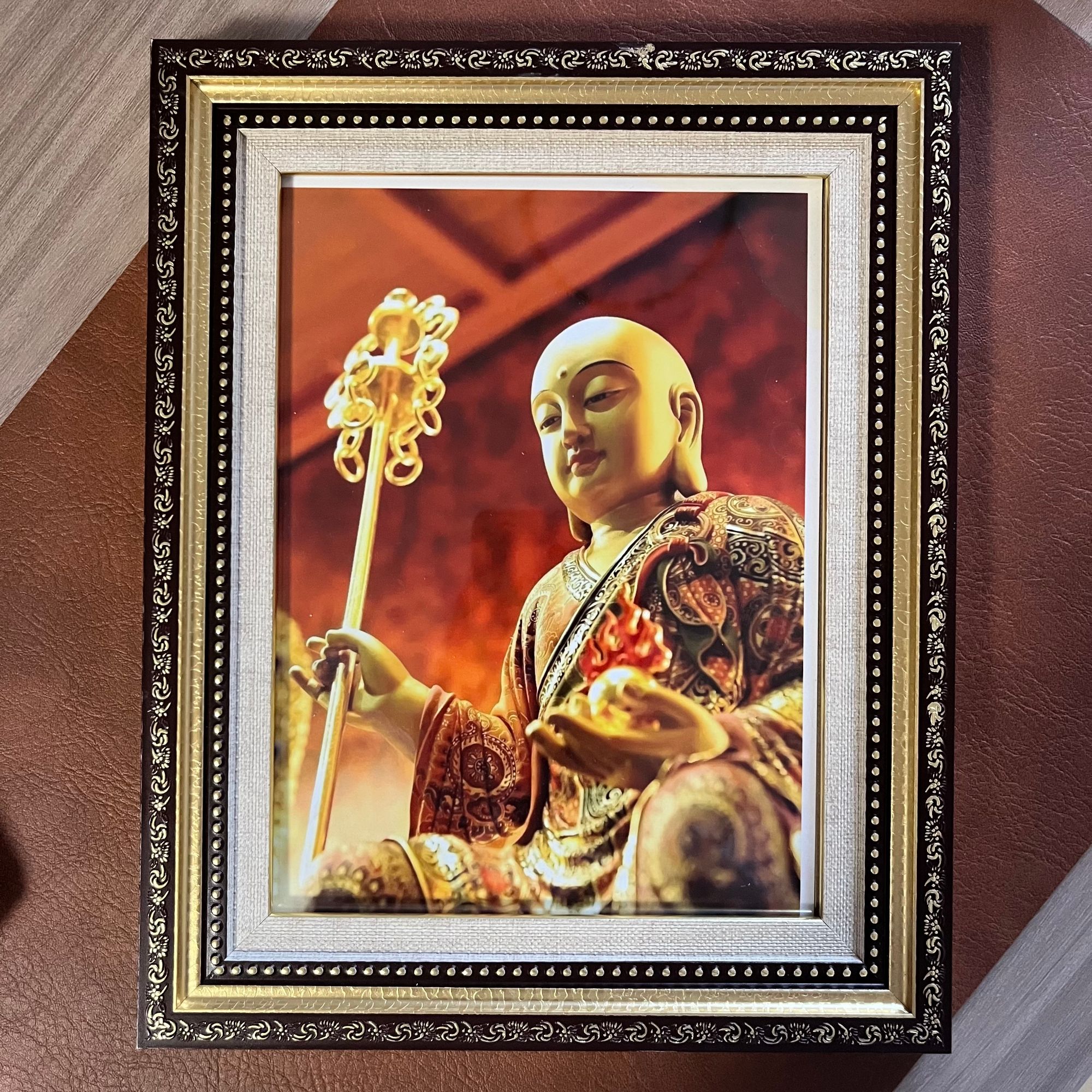 结缘地藏王菩萨画像家庭摆台相框佛堂佛像挂像装饰画带框屏风