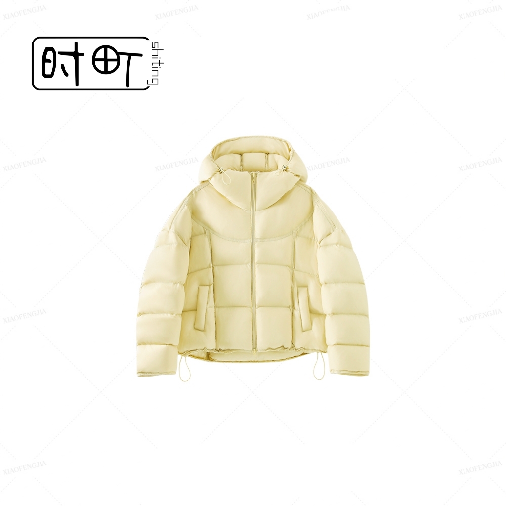 【专用W4】时町2025新款纯色连帽排骨短款泡芙羽绒服-069