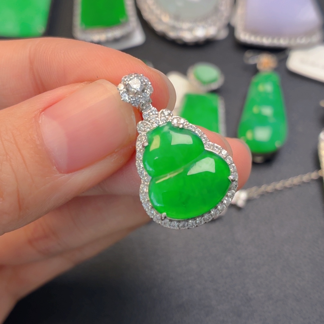 翡翠银S925镶嵌吊坠(不含链)