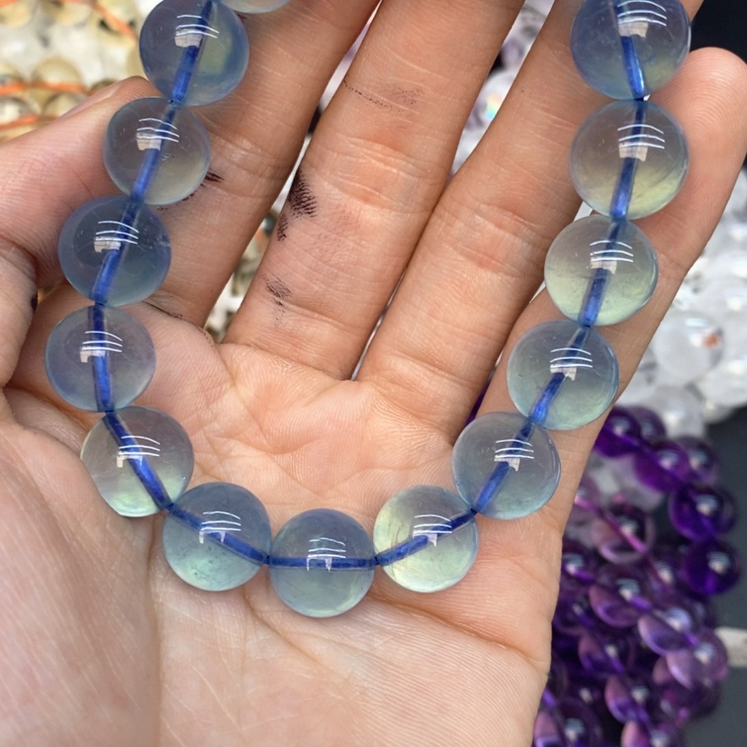 水晶手串未镶嵌白*白20海蓝宝12mm