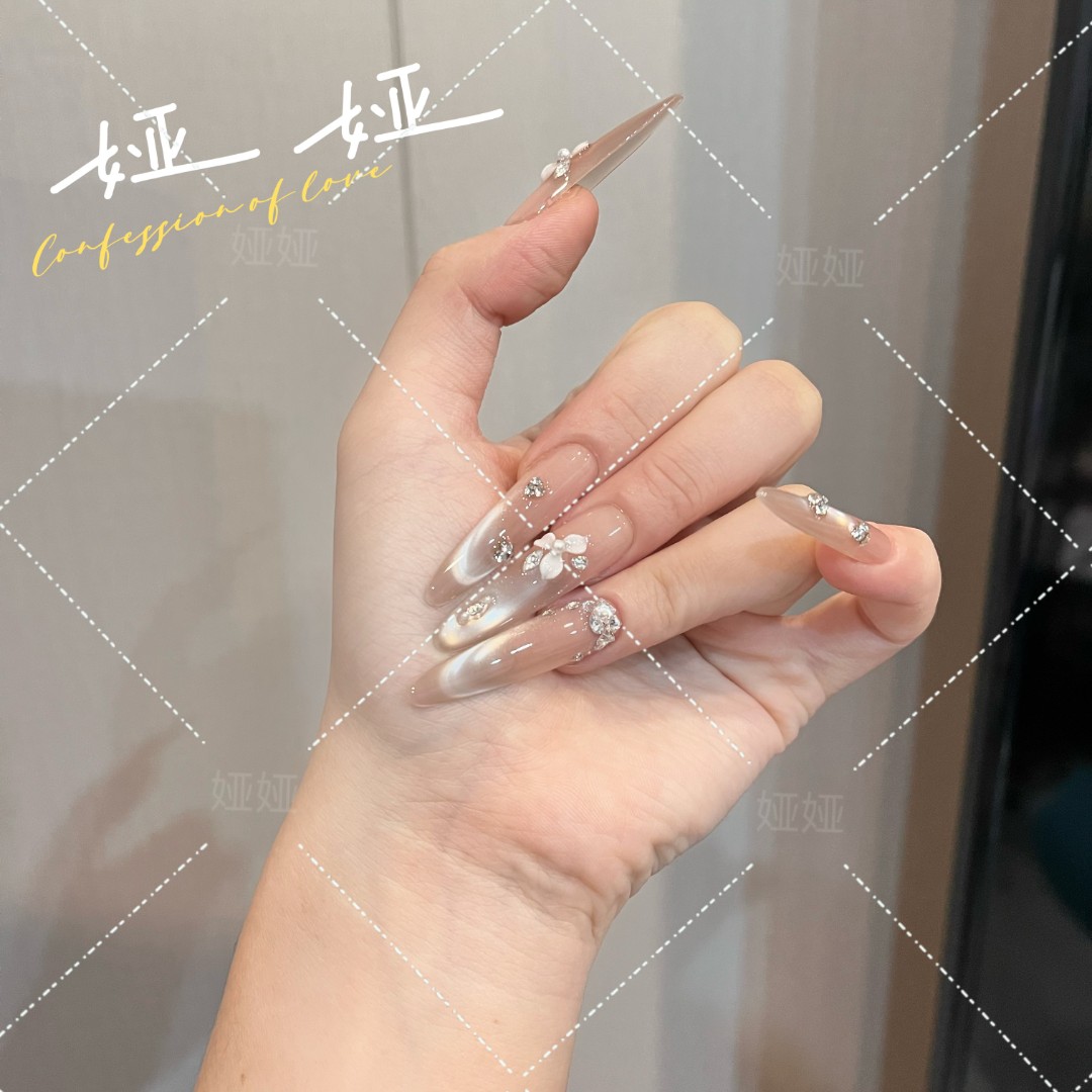 【花开半下】高端爆款纯手工穿戴甲片绵密高级猫眼穿戴甲A