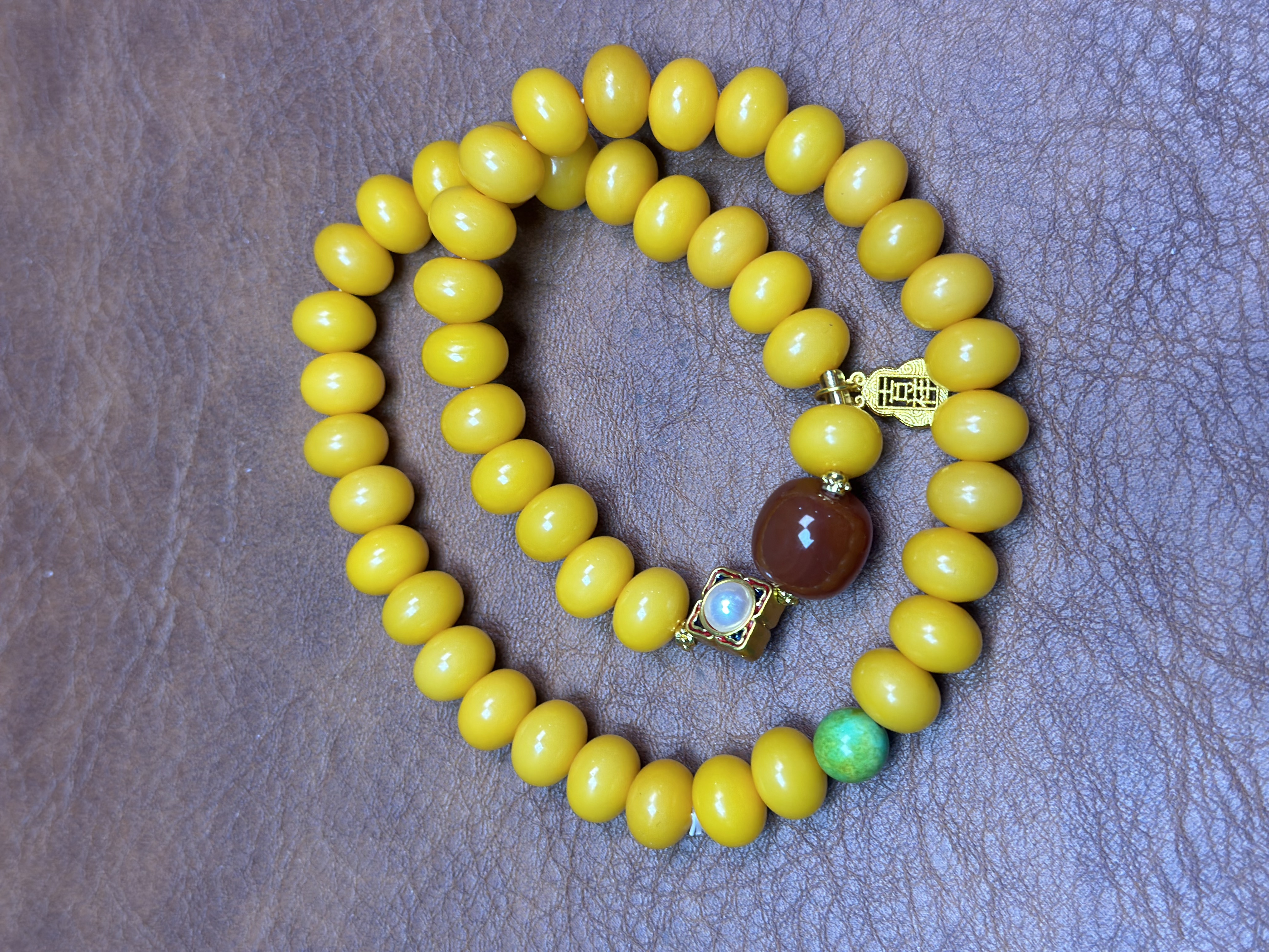 黄菩提双圈精品手串