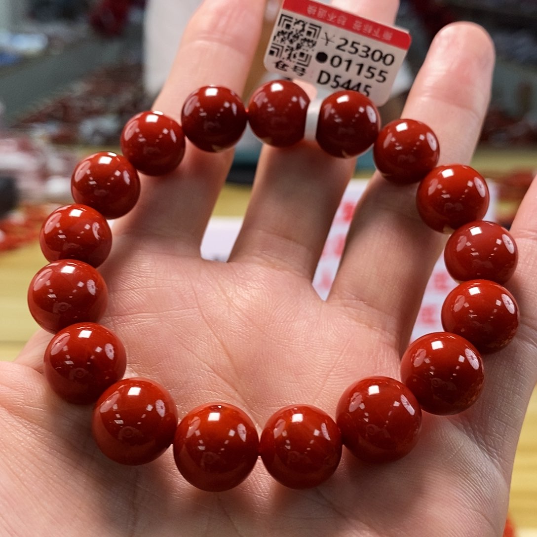 【小刘南红】保山南红（锦红典藏）圆珠单圈12mm+ 多样性发一