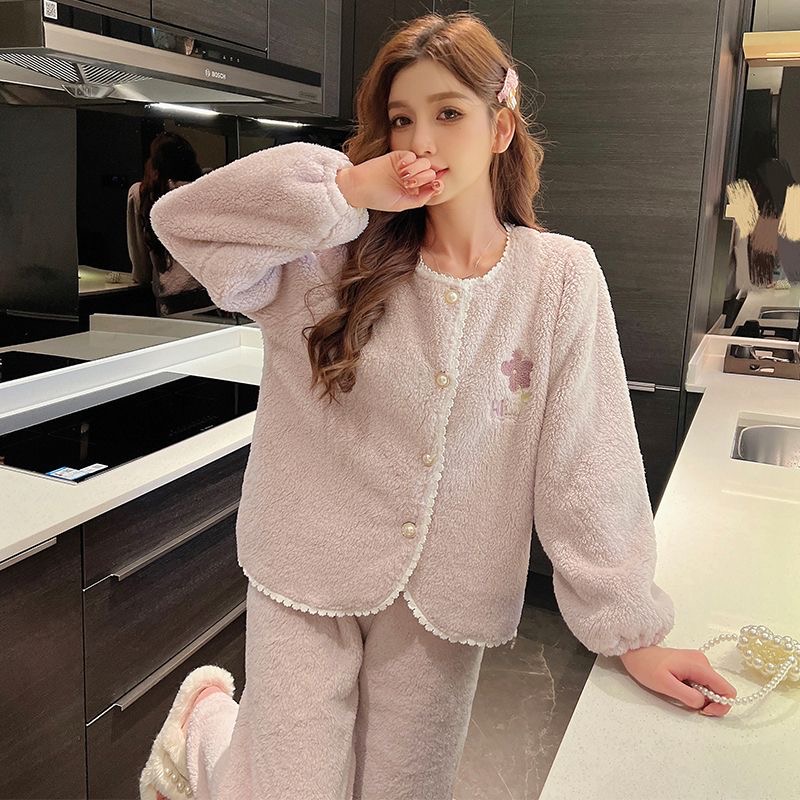 网红小清新保暖甜美长袖韩版秋冬季时尚睡衣