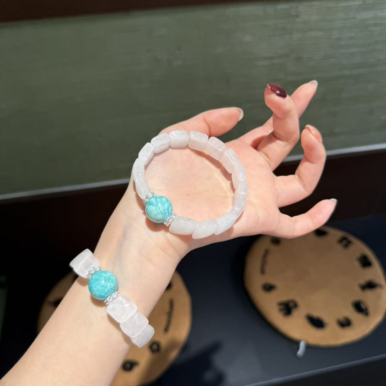 F*月白映青*天河白幽灵手牌手串 多样性发其一  