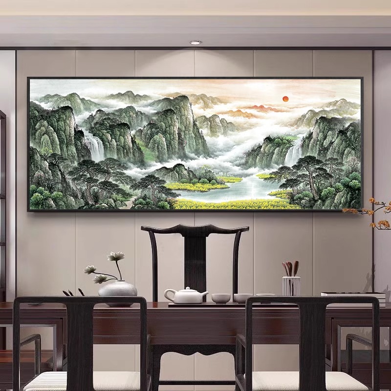 办公室字画装饰画客厅背景挂画禅意壁画山水画
