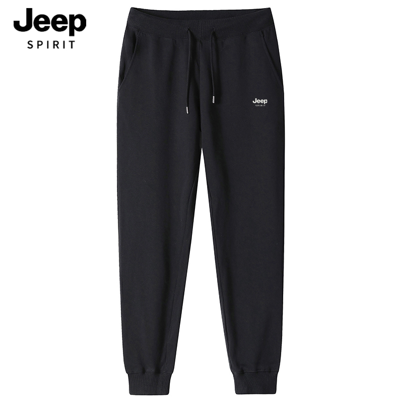 JEEPSPIRIT男士刺绣卫裤松紧腰经典百搭休闲裤运动长裤春季新品