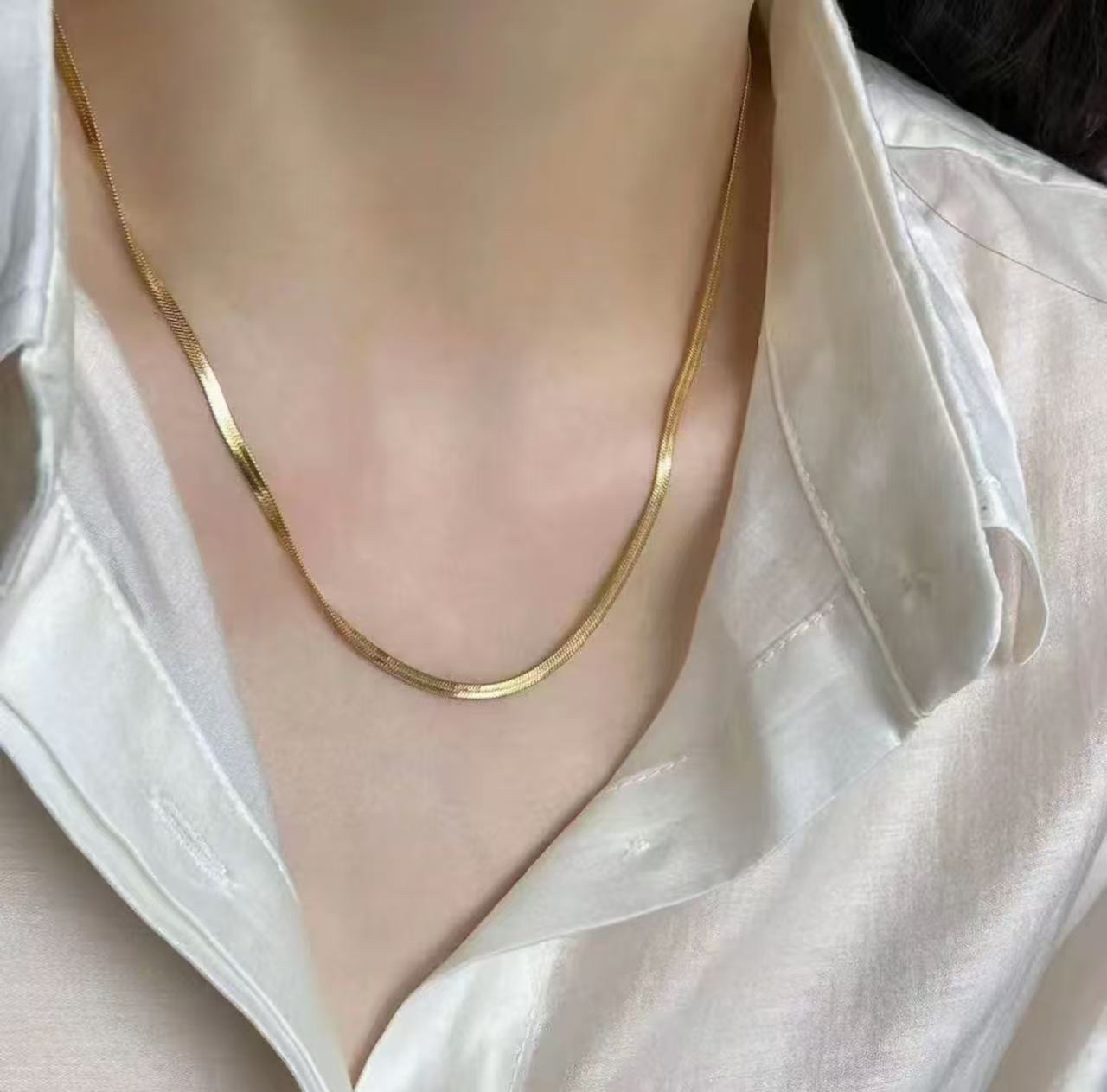 钛钢项链 丹麦潮牌蛇骨链D 代工厂出品47cm男女可戴（无原盒）