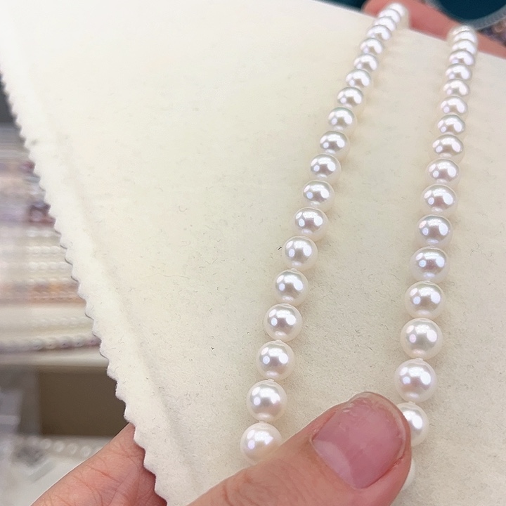 淡水珍珠颈饰银S925镶嵌卡7-8炫彩高品