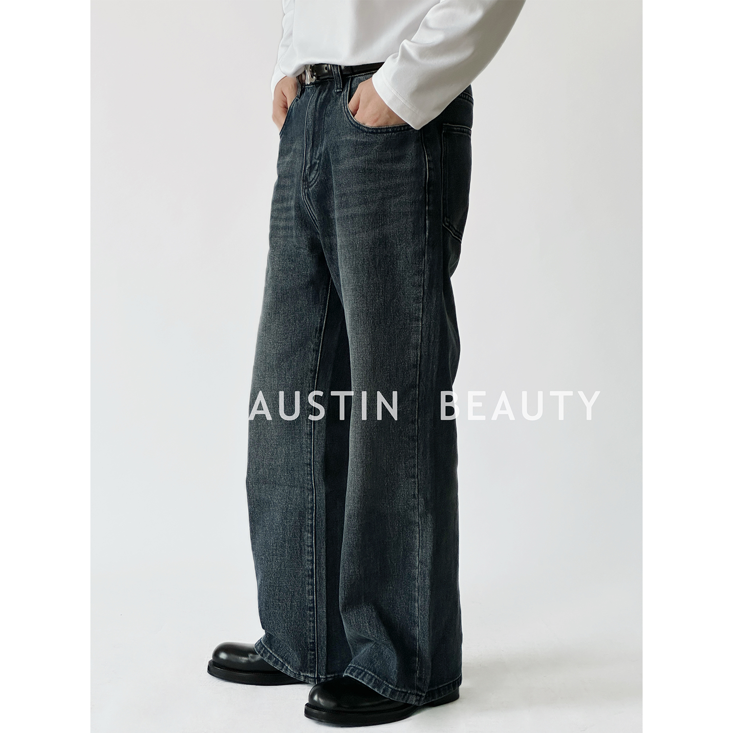 AUSTINBEAUTY【冬季上新】13.5oz秋冬深色水洗牛仔裤