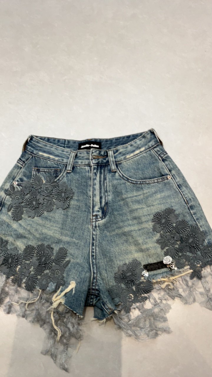 百搭五分拼接个性夏季极简风破洞短裤牛仔成人短裤