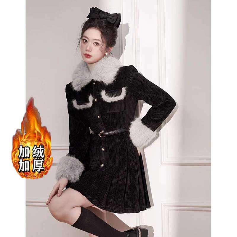 【加绒加厚】【送腰带】外套女冬季小香风高级中长款法式大衣LJ0165